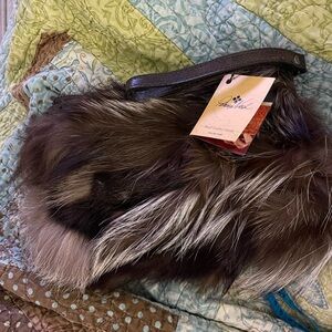 Patricia Nash Rabbit Fur & Leather Clutch Wristlet NWT